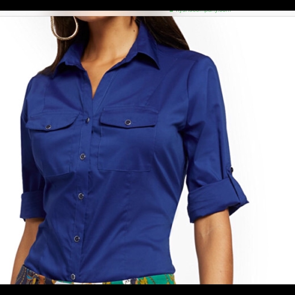 New York & Co Royal Blue Button Up